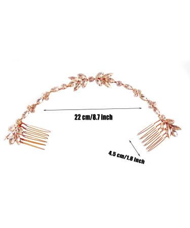 Handmade Bridal Hair Jewelry | Crystal Leaves Hair Band for Weddings Anniversaries & Valentine's Day - Rose Gold - Buy Online on GoSupps.com