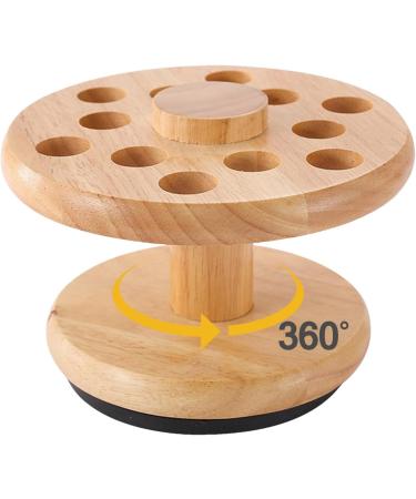 Fiakup Wooden Scissor Rack - Rotating Salon Scissors Holder | 12 Holes Scissors Makeup Brushes Storage Rack | Desktop Scissors Storage Organizer for Hair Salon Home - Buy Online on GoSupps.com