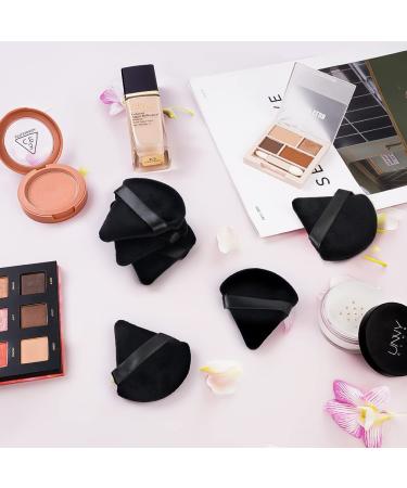 AXFEE 6 PCS Soft Triangle Makeup Powder Puffs - Pure Velour for Loose Powder, Mineral Powder, Body Powder - Black & Pink - Buy Online on GoSupps.com