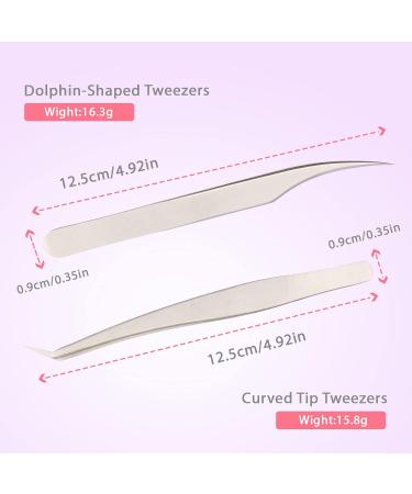Eyelash Extension Tweezers Set - Professional Straight & Curved Tips for Individual Lashes | 3D 4D 6D Volume Lash Precision | Stainless Steel | Obeya - Buy Online on GoSupps.com