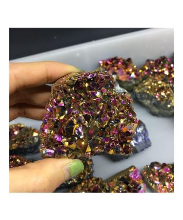 Natural Quartz Electroplated Pink and Yellow Crystal Cluster Specimen Geography Teaching Stones Home Decor Crystal Cluster (Size : 150-200g)