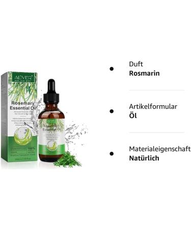 Essential Rosemary Oil for Hair & Skin - 60ml Natural Vegan Aromatherapy Massage Oil | Nourish Scalp & Body - Buy Online on GoSupps.com