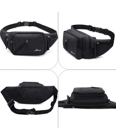 Afreter Waterproof Fanny Pack with Bottle Holder | Adjustable Strap for Outdoor Activities | Black Waist Bag for Men and Women - Buy Online on GoSupps.com