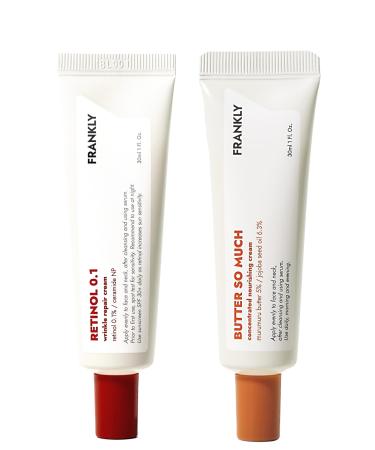 FRANKLY Skin Repair Duo: Retinol 0.1 Cream & Butter So Much Cream | Anti-Aging & Skin Turnover | Deep Moisturization | Vegan Butter Jojoba Oil | Vegan & Curelty-Free | 2 fl.oz.