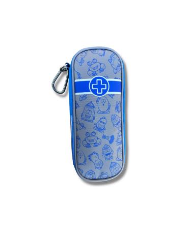 AllerMates Children's Premium Medical Allergy Kids Carrying Case for EpiPen or Auvi-Q and Benadryl Busy Boy Blue