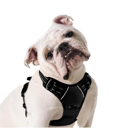 Eagloo dog harness Large dogs anti -train dog harness with reflex strips and control adjustable and adjustable dish Dog large chest harness for labrador black m m (1 Pack) black