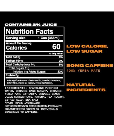 Yate Sparkling Yerba Mate - Original Golden | Organic Yerba Mate Tea - Low Calorie Natural Energy Drink (12 Pack - Buy Online on GoSupps.com
