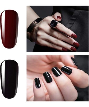 Vishine 2 Colors Nail Gel Polish Set Black Dark Red Wine Color Soak Off UV LED Varnish Long Lasting Nail Art Classic Collection - Buy Online on GoSupps.com
