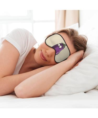 Cartoon Eggplant Print Unisex Sleep Mask - Double-Sided Eye Mask for Sound Sleep & Skin Care - Black - Buy Online on GoSupps.com