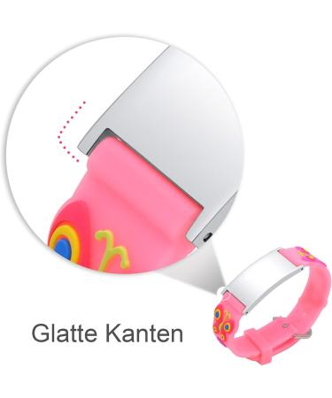 Emergency SOS Bracelet for Kids - Personalized Waterproof ID Armband | Anti-Lost Name & Phone Number - Pink Butterfly Design - Buy Online on GoSupps.com