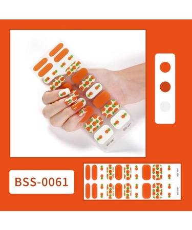 Gel Nail Polish Strips Stickers 20 Full Wraps Semi-Cured Nail Art Sticker Waterproof Self-Adhesive Gel Stickers Decals with Nail File for Cute Women Girls (Orange Pineapple) (Bss) - Buy Online on GoSupps.com