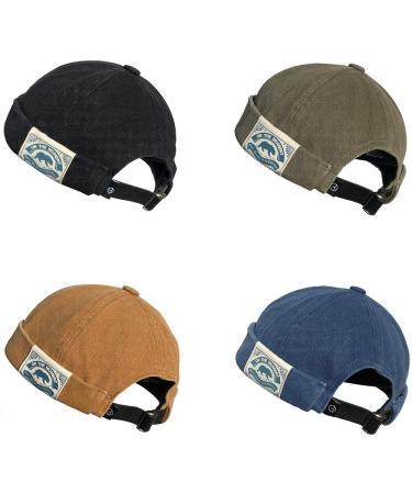 Clakllie Retro Brimless Docker Cap | Vintage Cotton Beanie Watch Cap in Black - Buy Online on GoSupps.com