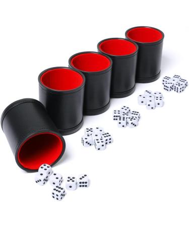 Red Leatherette Dice Cup Set with 6 Dot Dices - Ideal for Yahtzee & Farkle Games - 5 Pack - Buy Online on GoSupps.com