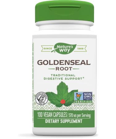 Natures Way Goldenseal Root, Traditional Digestive Support*, Non-GMO Project Verified, 100 Capsules 100 Count (Pack of 1)