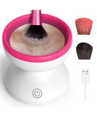 Alyfini Makeup Brush Cleaner Machine - Electric Makeup Brush Cleaner Tool for All Size Beauty Foundation Concealer Contour Eyeshadow Brush (Pink)