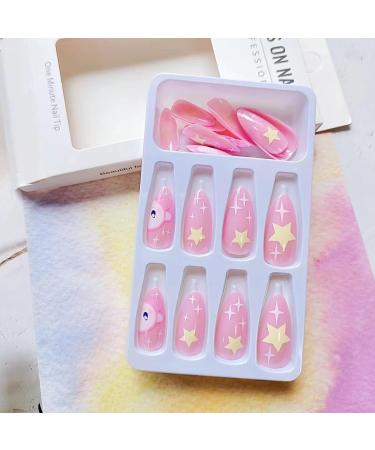 24 Pcs Pink Almond Press On Nails - Cute Kawaii Full Cover False Nails - Fashion Nail Tips for Women - Acrylic Nail Art Kit - Buy Online on GoSupps.com