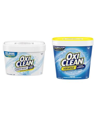 OxiClean White Revive Laundry Stain Remover Powder 1.28-kg & Versatile Stain Remover Powder For Household & Laundry 2.26-kg White Powder (1.28-kg) + Powder 2.26kg