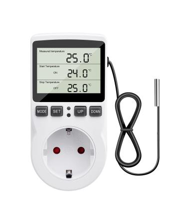 Diymore temperature controller socket 230V with sensor digital thermostat socket lcd display temperature switch with timer for greenhouse aquarium fridge heating cool white - Buy Online on GoSupps.com