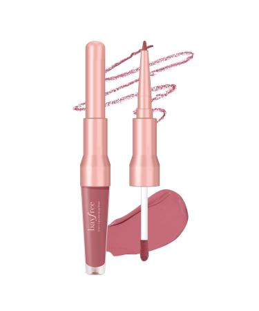 bayfree 2-IN-1 Lip Liner et Lip Stain Crayon L vres Pigmentation Intense Tenue Longue L ger & R sistant l'Eau Crayon Contour des L vres Texture Velout Mat Non Test sur Animaux Warm Rose