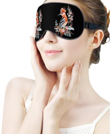 Hoopoe Bird Flower Eye Mask | Soft Blindfold Cover for Travel & Sleep - Adjustable Night Eyeshade - Buy Online on GoSupps.com