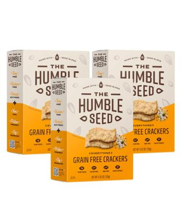 The Humble Seed Grain Free Crackers | Everything Flavor, 4.25 oz per box, Pack of 3 | Gluten Free, Plant Based, Non-GMO, Low Carb and Vegan | 6-Seeds  Sunflower, Flax, Chia, Pumpkin, Hemp and Sesame