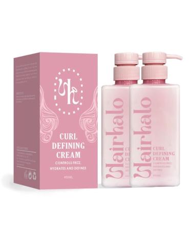 NRSW Hairhalo Curl Defining Cream for Curly and Wavy Hair, Anti-Frizz, Moisturizing and Smoothing, Leave-In Moisturizer for Defined and Bouncy Curls,2pcs
