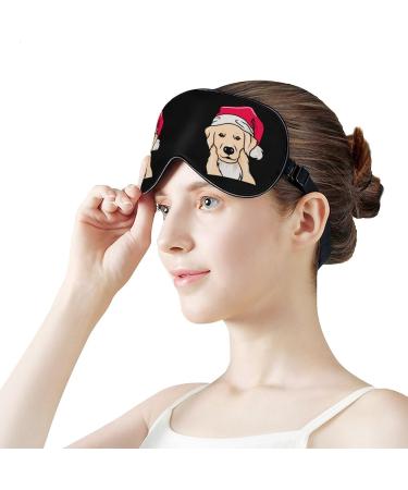 Santa Golden Retriever Sleep Mask | Adjustable Eye Cover for Sleeping | Blocks Light for Night Travel and Nap | Men Women - Buy Online on GoSupps.com