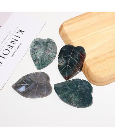 Natural Crystal Rough 1PC Natural Crystal Leaves Carving Moss Agate Family Decoration Sculpture Health Green Gem Gift DIY Pendant Gem - Buy Online on GoSupps.com