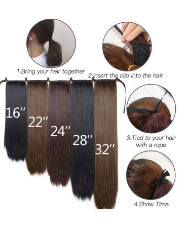 18-38 Inch Straight Drawstring Ponytail Hair Extension | Synthetic Clip-In Wig Piece 22 Inches B107 - Shop Internationally! - Buy Online on GoSupps.com