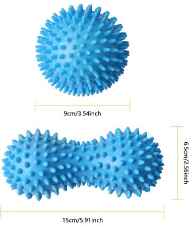 Buy Zhio Massage Ball Set - Blue 9cm Hedgehog Ball & 15 Foot Roller for Stress Relief & Muscle Relaxation - Buy Online on GoSupps.com