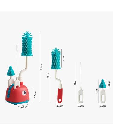 3 in 1 Silicone Bottle Cleaner Brush Set with Stand - Green | Ideal for Baby Bottles, Straws, Breast Pumps | Easy Cleaning Kit - Buy Online on GoSupps.com