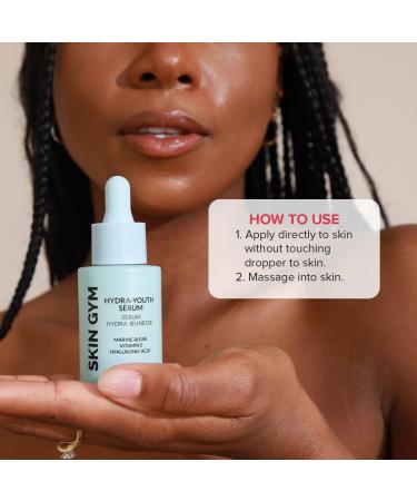 Skin Gym Hydra-Youth Vitamin C Face Serum | Mega-Moisturizing Anti-Aging Skincare with Marine Algae & Hyaluronic Acid - Buy Online on GoSupps.com
