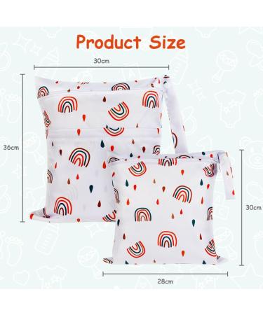 Vicloon Wet Bag 2 PCS - Waterproof Reusable Cloth Diaper Bags for Babies | Double Zipper Pockets | Ideal for Swimming, Camping, Travel | Rainbow-2PCS - Buy Online on GoSupps.com