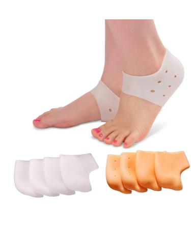Tangger 4 pairs of heel cups heel socks silicone heel protector for heel pain heel protection shoes healing dry cracked heels Achilles tendinitis for men and women