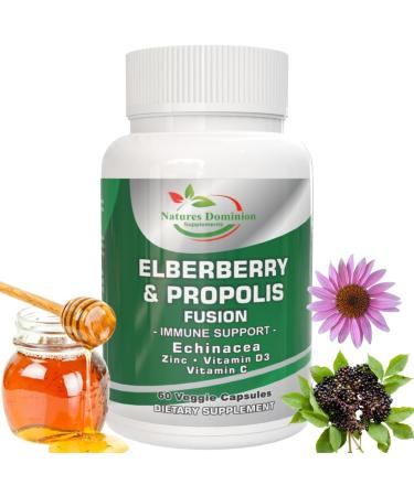 Propolis Organic Elderberry Extract with Echinacea Vitamin D3 Vitamin C and Zinc. Immune Support Supplement with Bee Propolis. Daily Immune Booster. Propolis and Elderberry Fusion - Buy Online on GoSupps.com