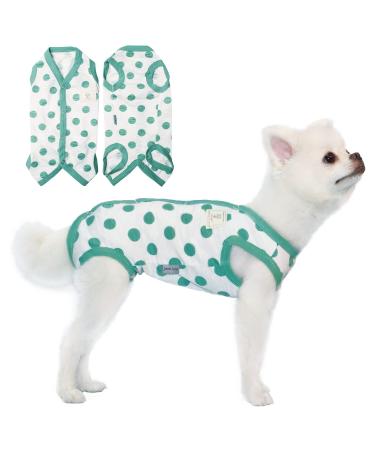 TONY HOBY Dog Pajamas Summer Dog Jumpsuit Soft Breathable Dog Pajamas with Polka Dots (Dark Green XL) XL Dark Green
