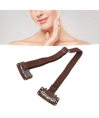 Face Tape Band 4 Pieces Face Tape Bands Face Band with Clips Adjustable Elastic Face Belt for Chin Face Neck and Eyes (BROWN)
