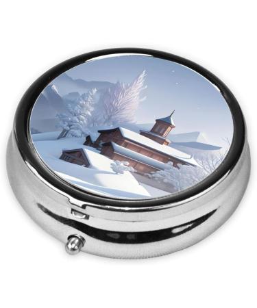 Winter Landscaper Round Pill Box | 3 Compartment Organizer | Portable Travel Pill Box for Easy Medication Management - Buy Online on GoSupps.com