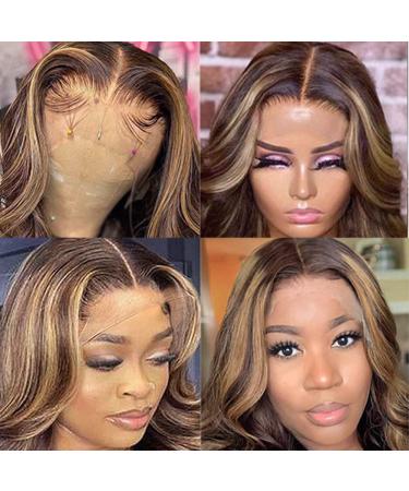 Honey Brown Ombre Human Hair Lace Front Wig 26 Inch Brazilian Body Wave 180% Density - Pre Plucked with Baby Hair - Buy Online on GoSupps.com