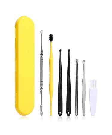 JPNK Ear Pick Earwax Removal Kit 7 Pcs  Ear Cleansing Tool Set  Portable Soothing & Anti-Itch Earwax Cleaner Tool with Cleaning Brush and Storage Box