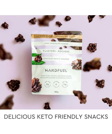 Handfuel Dark Chocolate Covered Almond Clusters Hand Roasted Dark Chocolate Almonds 3g of Protein Keto Friendly Snacks Non GMO Vegan Friendly Plant Based Chocolate Nuts Gluten Free - 40g Per Pouch (12 Count) 1 count (Pack of 12) Dark Chocolate Almond Clus - Buy Online on GoSupps.com