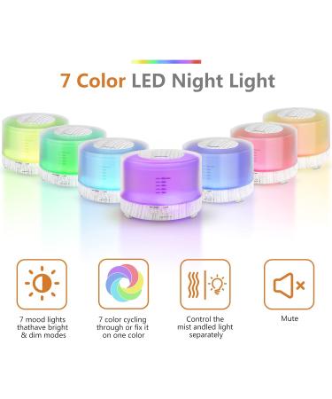 Hianjoo 500ml Aroma Diffuser & Bluetooth Humidifier - Timer & 7-Color LED for Yoga Spa Office & Bedroom - White Wood Grain - Buy Online on GoSupps.com