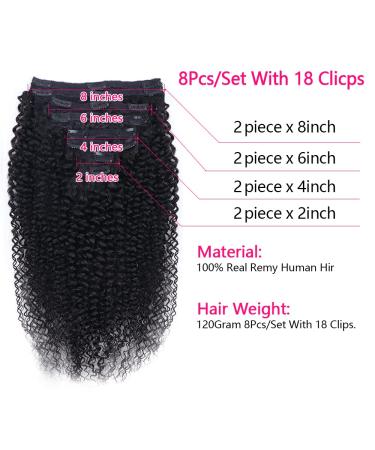 Cecycocy Kinky Curly Clip in Hair Extensions - Brazilian Remy Human Hair 3C 4A, Natural Black, 18 Inch - Buy Online on GoSupps.com
