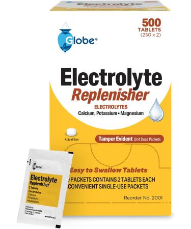 Globe Electrolyte Replacement Tablets for Rapid Hydration & Exercise Recovery (500 Tablets 250 Packets of 2) for Athletes Hiking & Sports Travel Packets with Key Nutrients for Optimal Endurance - Buy Online on GoSupps.com