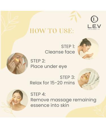 LEV 24K Gold Eye Mask - Reduce Puffiness & Dark Circles | 15 Pairs for Wrinkles & Fatigue Relief - International Shipping - Buy Online on GoSupps.com