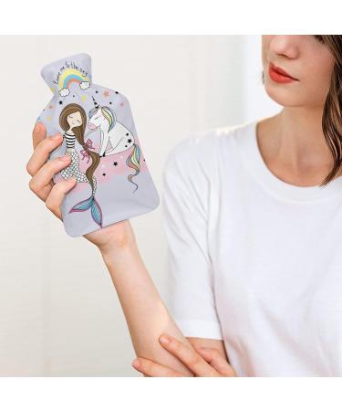 Unicorn & Mermaid Hot Water Bottle with Lid - Rubber Pain Relief Bag for Cramps Foot Warmer Therapy - Buy Online on GoSupps.com