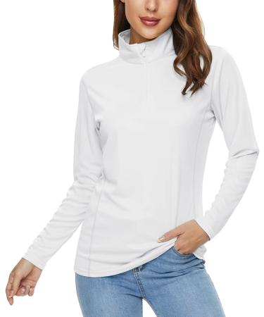 MAGCOMSEN Women's UPF50+ UV Sun Protection Long Sleeve 1/4 Zip Shirt - White - Large - Buy Online on GoSupps.com