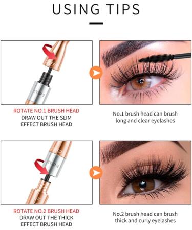 4D Silk Fiber Eyelash Mascara with 2 Brushes 2 in 1 Mascara Smudge-proof No Clumping No Flaking Thick and Black Waterproof Extra Long Lashes Voluminous Eyelashes (Pack of 1) - Buy Online on GoSupps.com