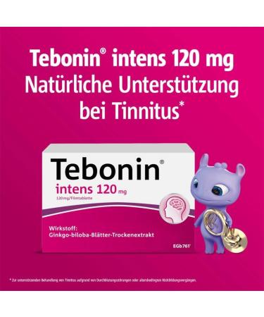 Tebonin Intensive 120 mg | Ginkgo Biloba for Tinnitus & Dizziness | 30 Vegetable Capsules - Natural Relief for Ear Noise & Balance - Buy Online on GoSupps.com