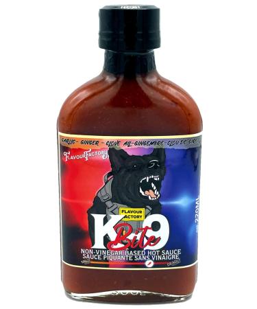 K9 Bite Flavor Factory High Heat Hot Sauce Gluten Free Vegan NON-Vinegar base 220 ml bottle (Pack of 1)